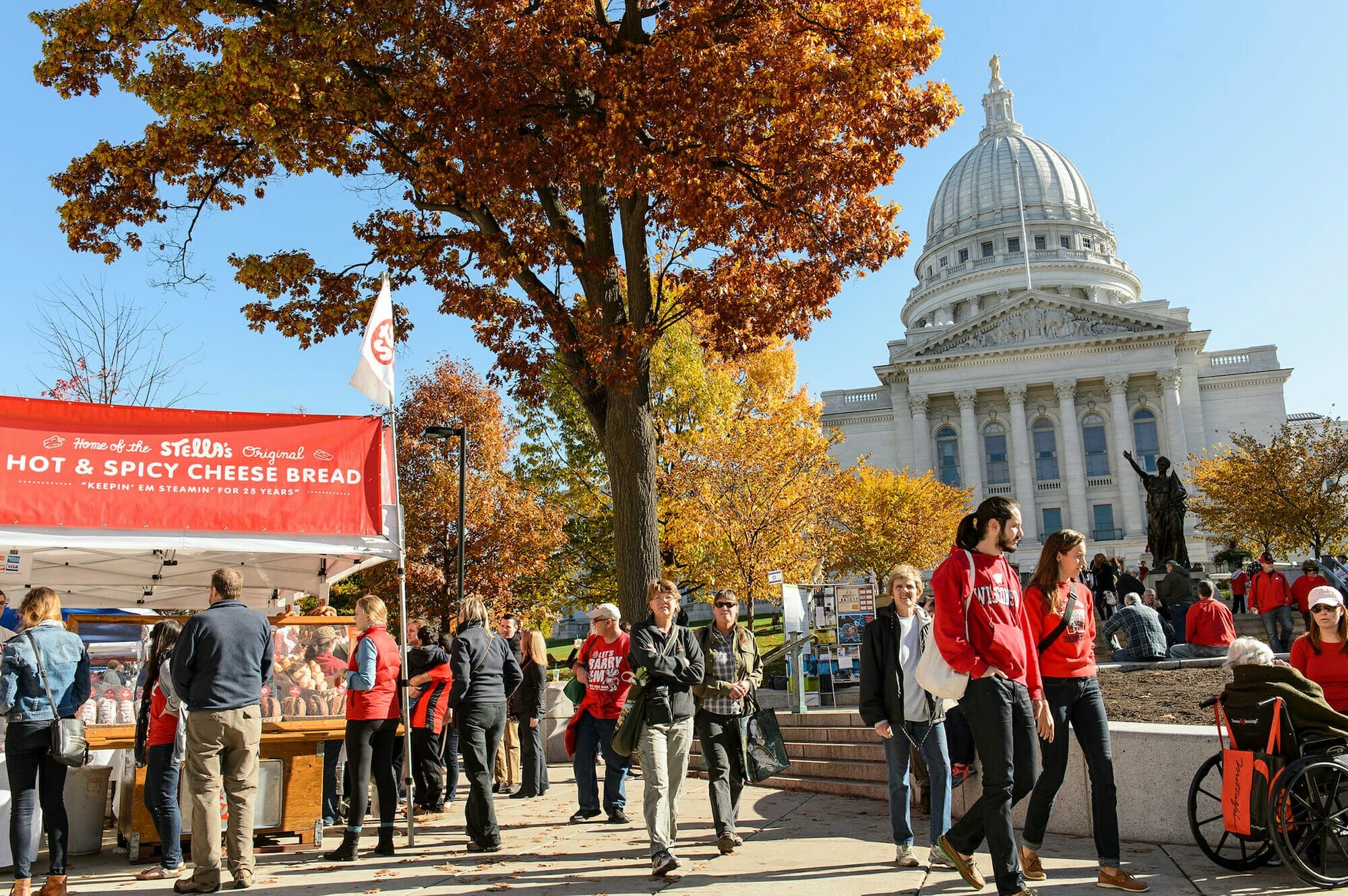 Farmer's market on capitol square in Madison, WI, during the autumn